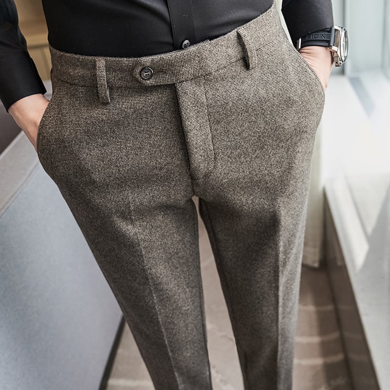 Sanded Fabric Men's Slim-fitting Small Straight Pants view 8