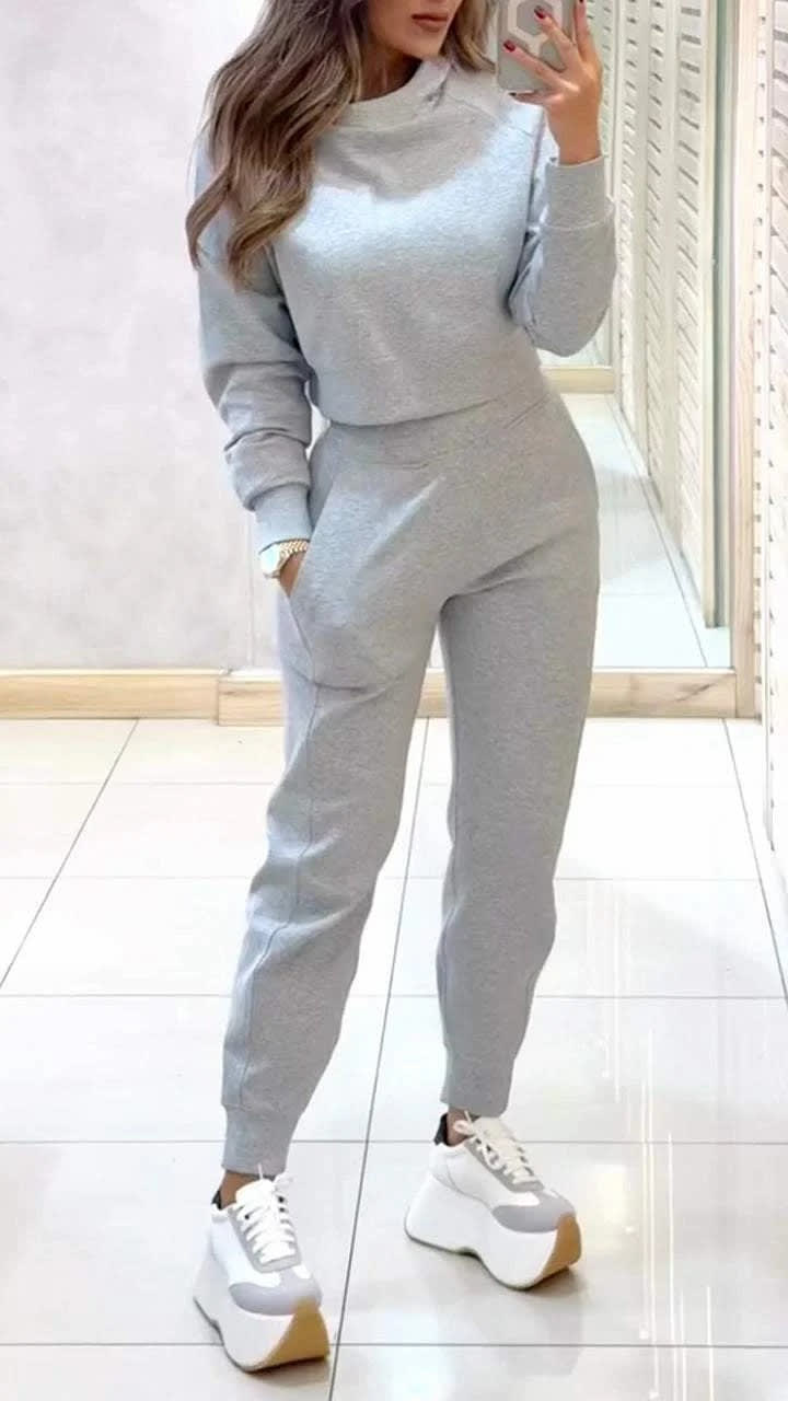 Autumn And Winter Ladies High Collar Slim Fit Long Sleeves Casual Suit view 2
