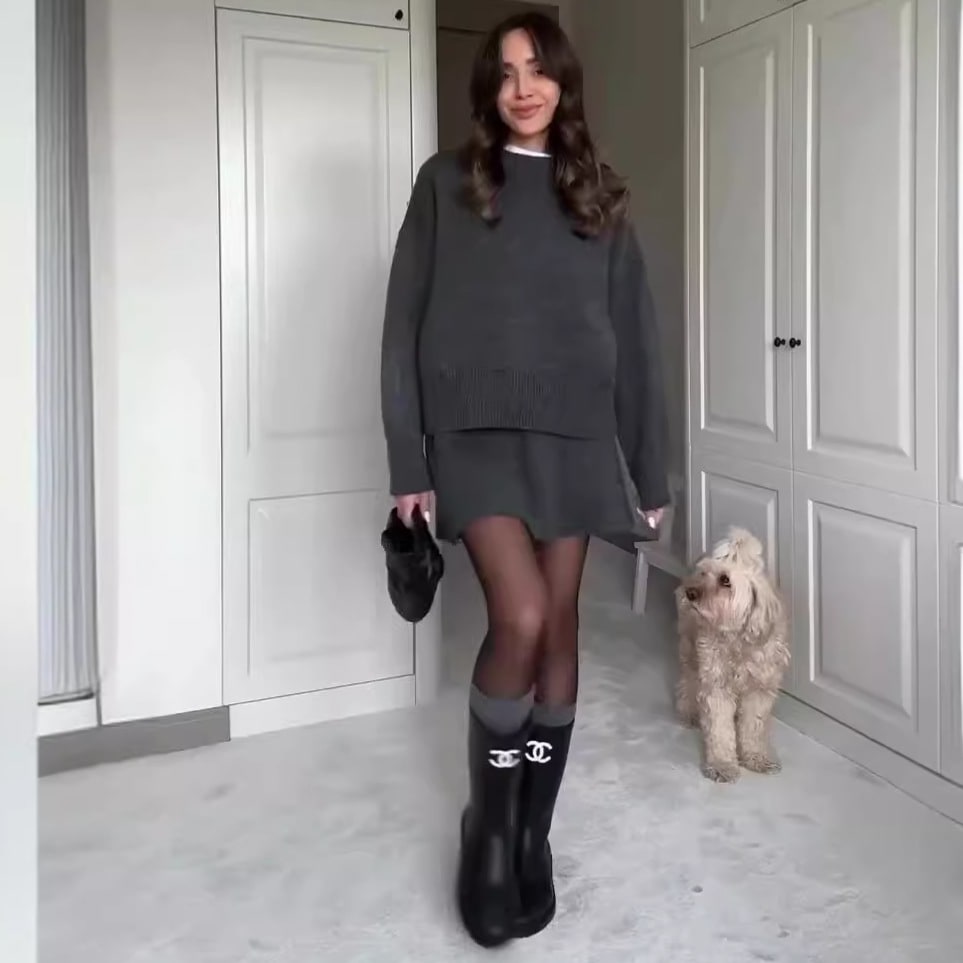 Sweater Skirt Sets For Women 2 Pieces Knit Casual Versatile Long Sleeve Pullover Elegant Solid High Waist Mini Skirt Outfit view 8
