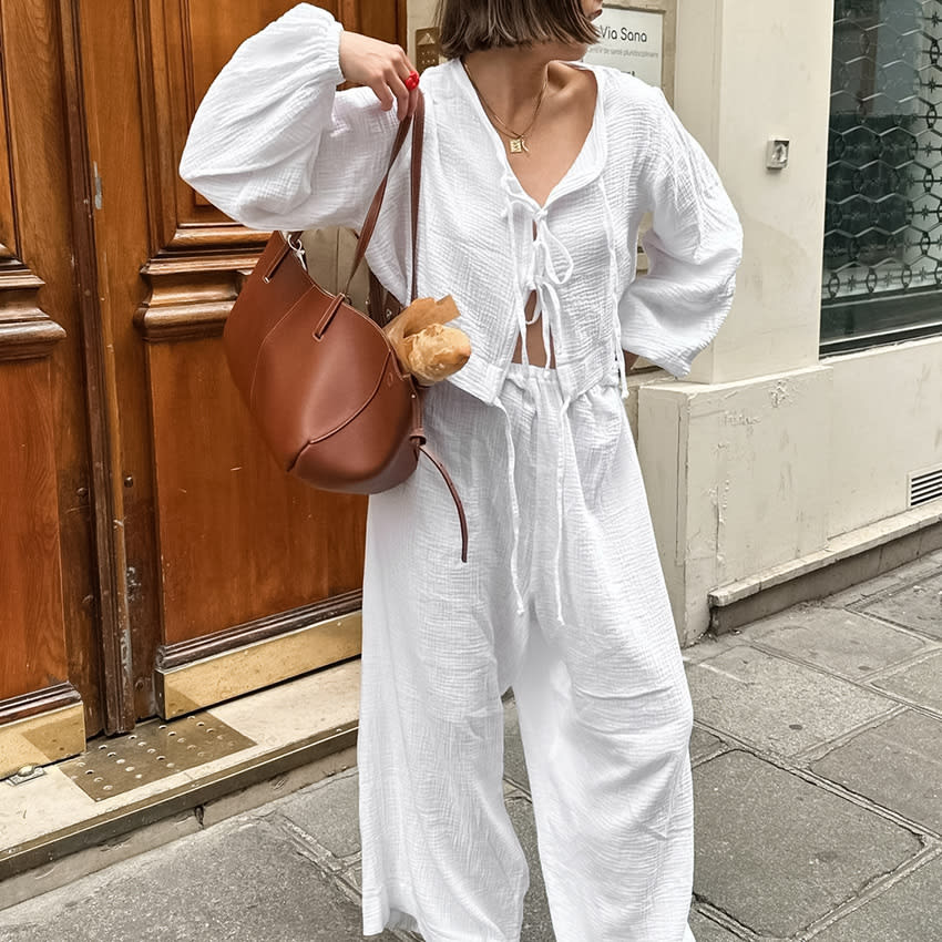 New Comfortable Soft White Fashion Long Sleeve Trousers view 3