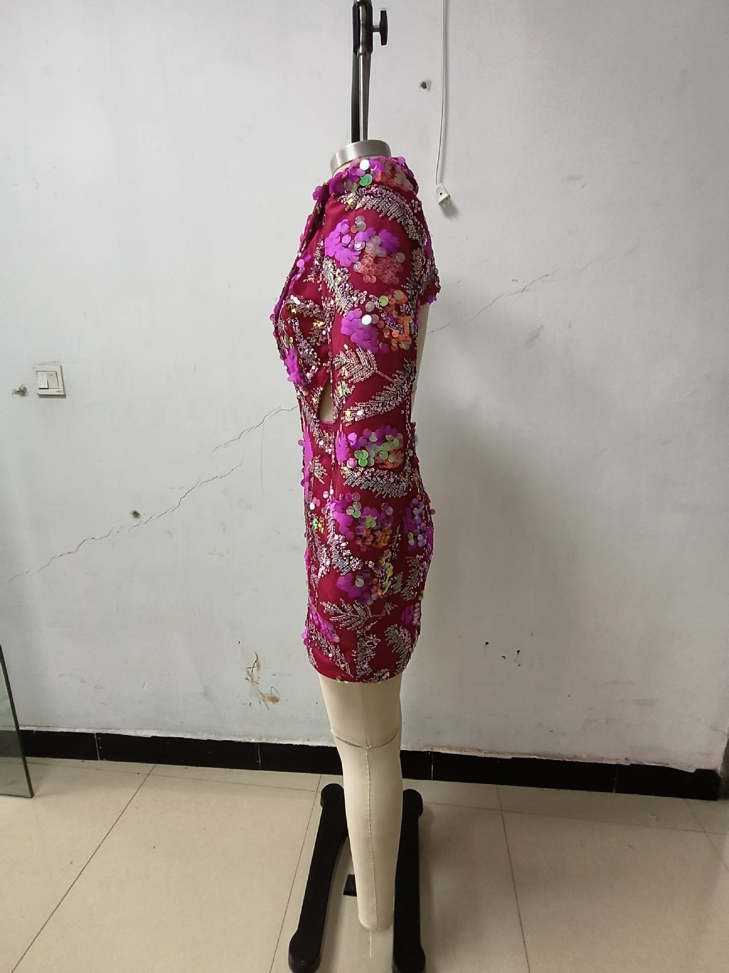 Sequined Backless Mid-length Suit Jacket view 13