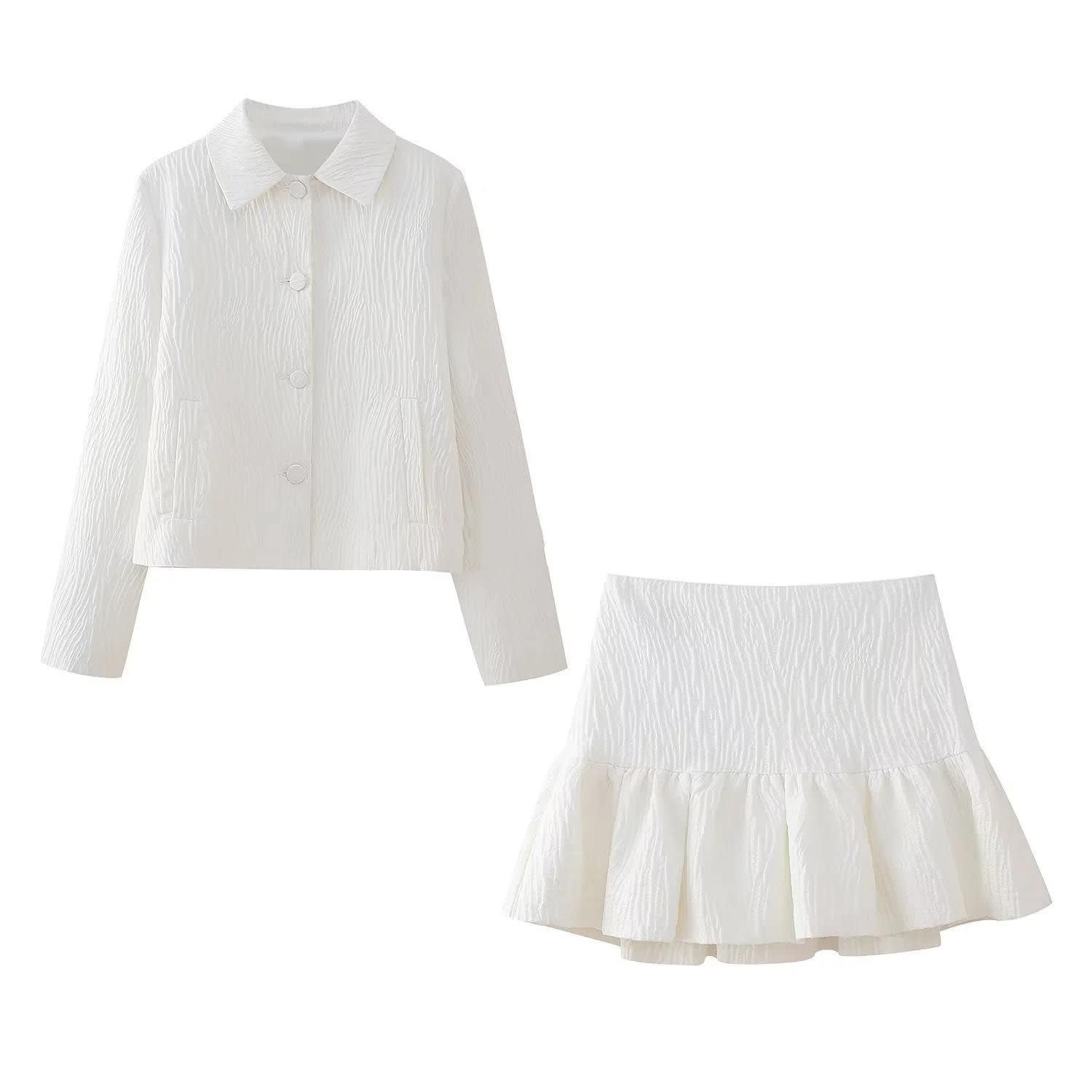 Bright Effect Fabric Suit Jacket Fluffy Skirt view 5