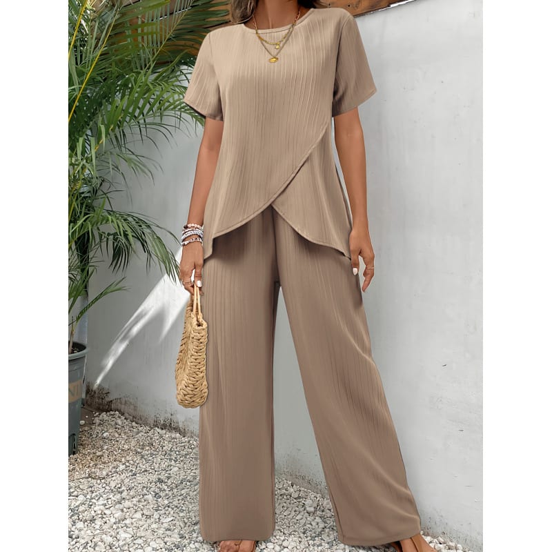 Two-piece Short Sleeve Pullover Round Neck Loose Casual Irregular view 5