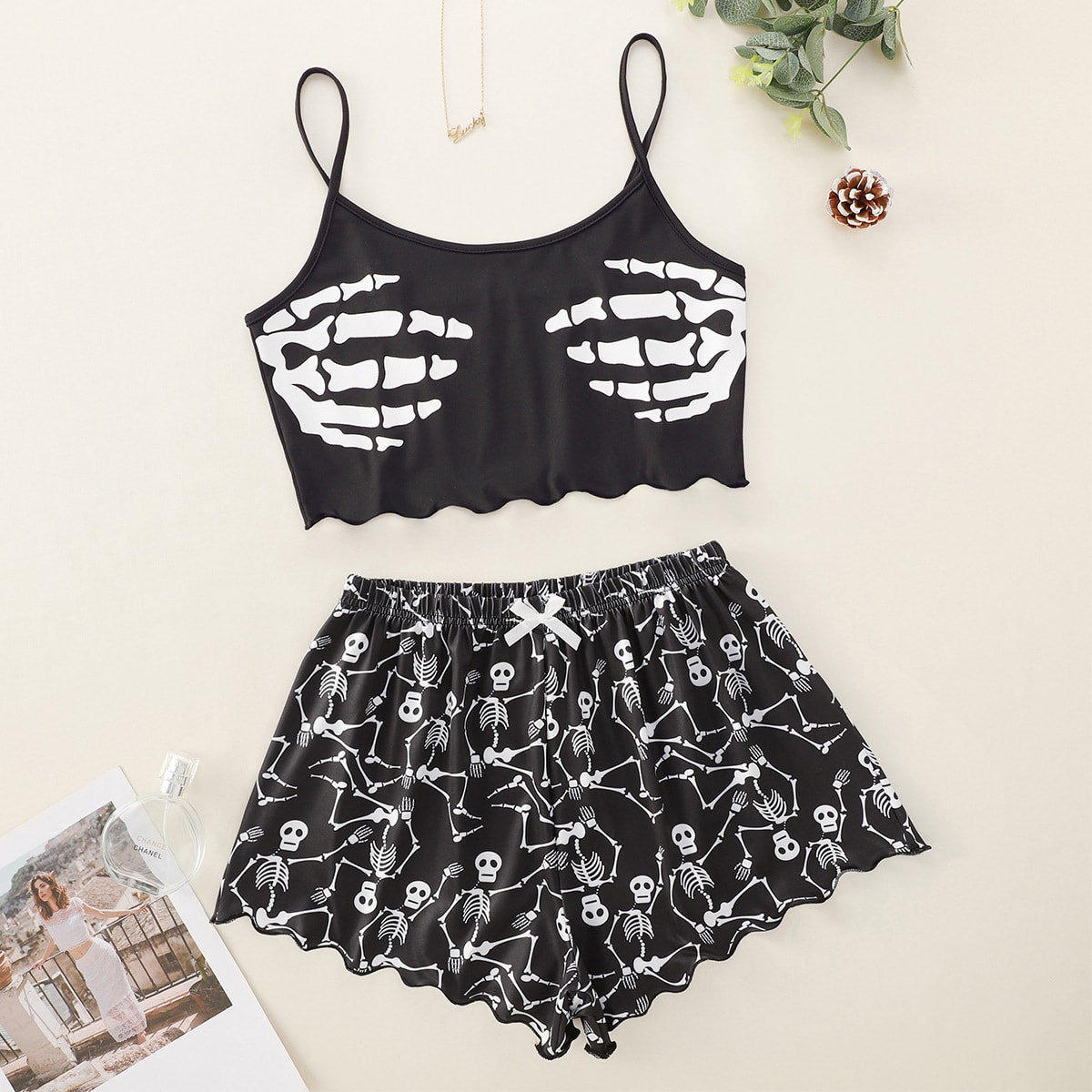 Split Sexy Bikini Printed Strap Tube Top Shorts Home Wear view 8