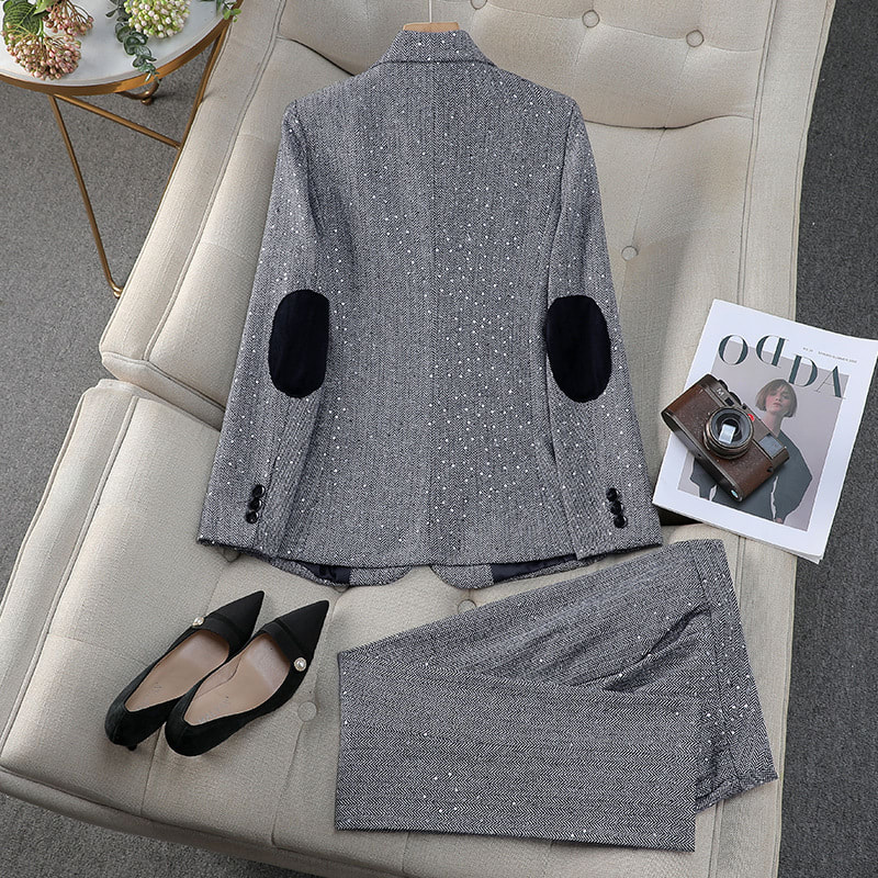 New Gray Professional Long Sleeve Women's Two-piece Suit view 5