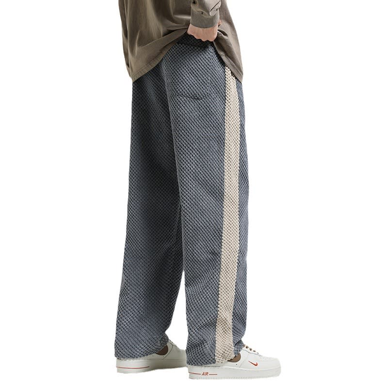 Men's Fashion Color Contrast Loose Casual Straight Pants view 3