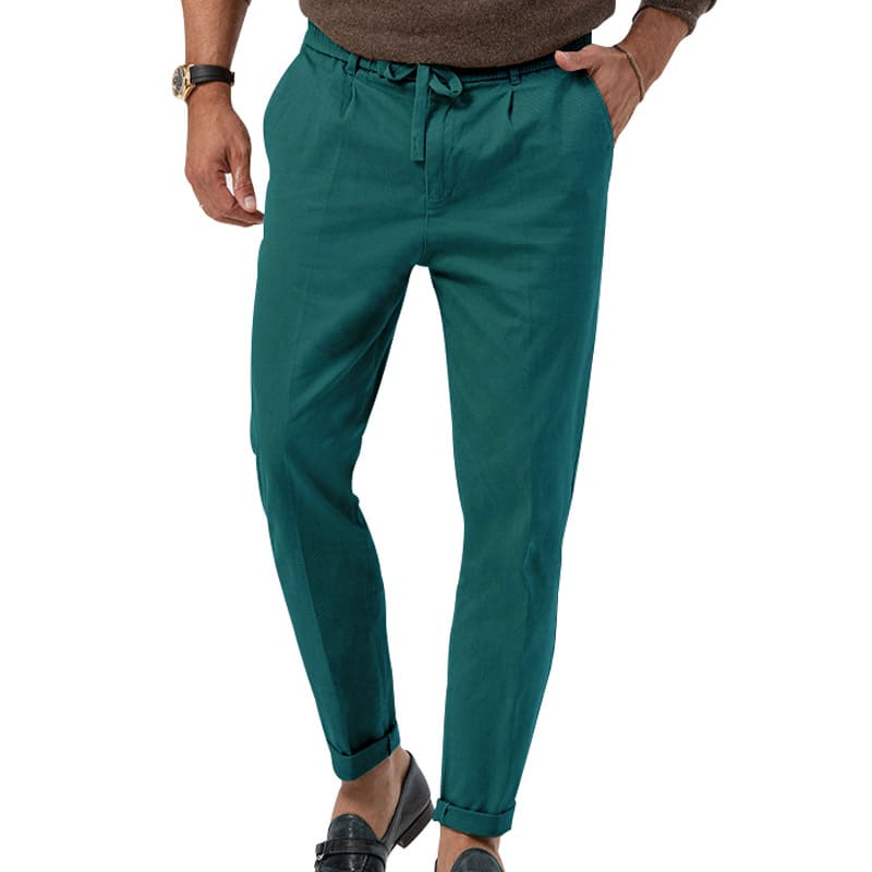 Casual Drawstring Pants Men's Business Straight Solid Color Suit Pants view 3
