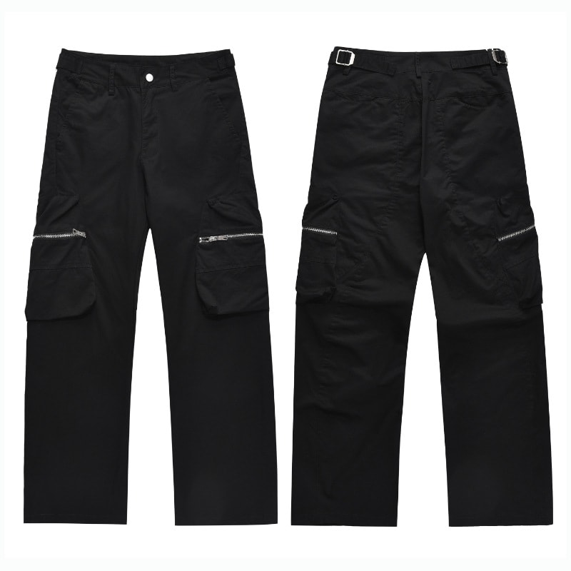 Men's American Street Wide Tube Large Pocket Zipper Overalls view 5