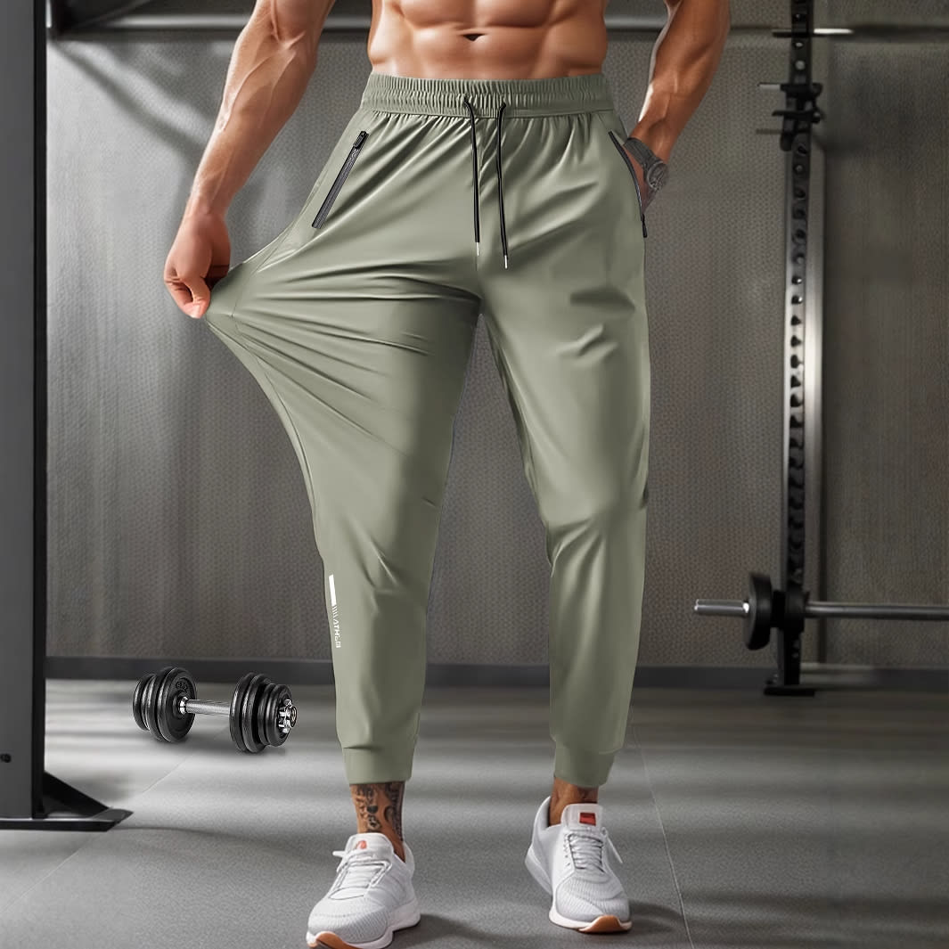 Men's Running Pants Ice Silk Summer Quick-drying Training Fitness Zipper Dungarees view 4