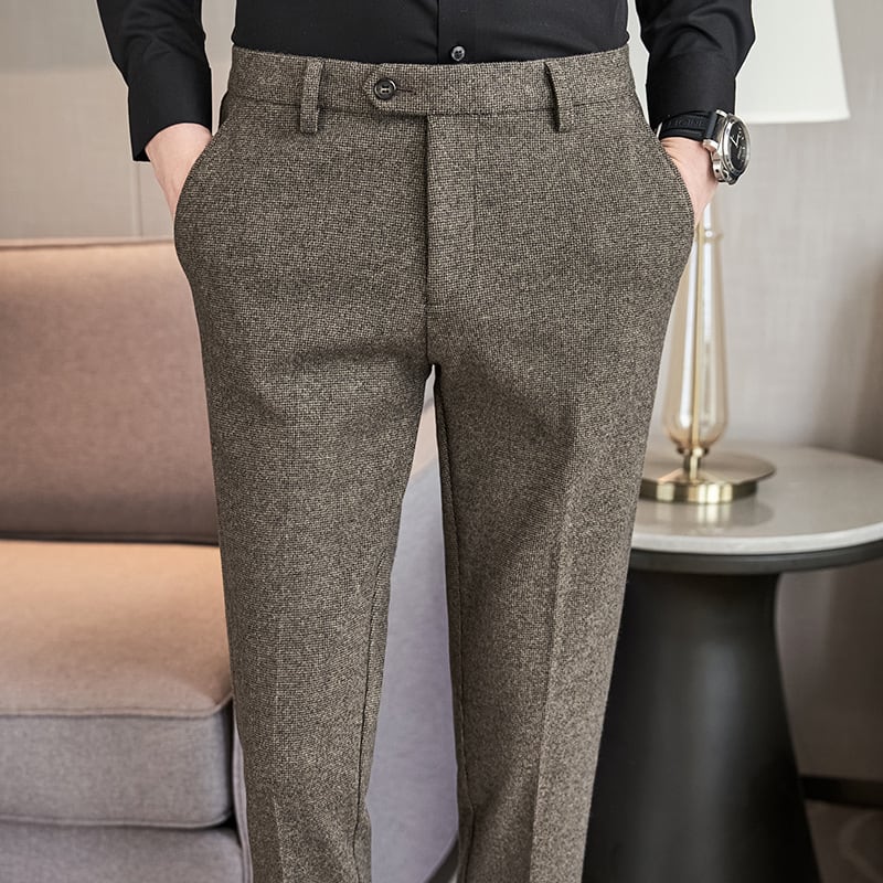 Sanded Fabric Men's Slim-fitting Small Straight Pants view 6