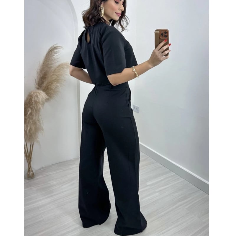 Fashion Cotton And Linen Short Top High Waist Wide Leg Pants Suit view 6
