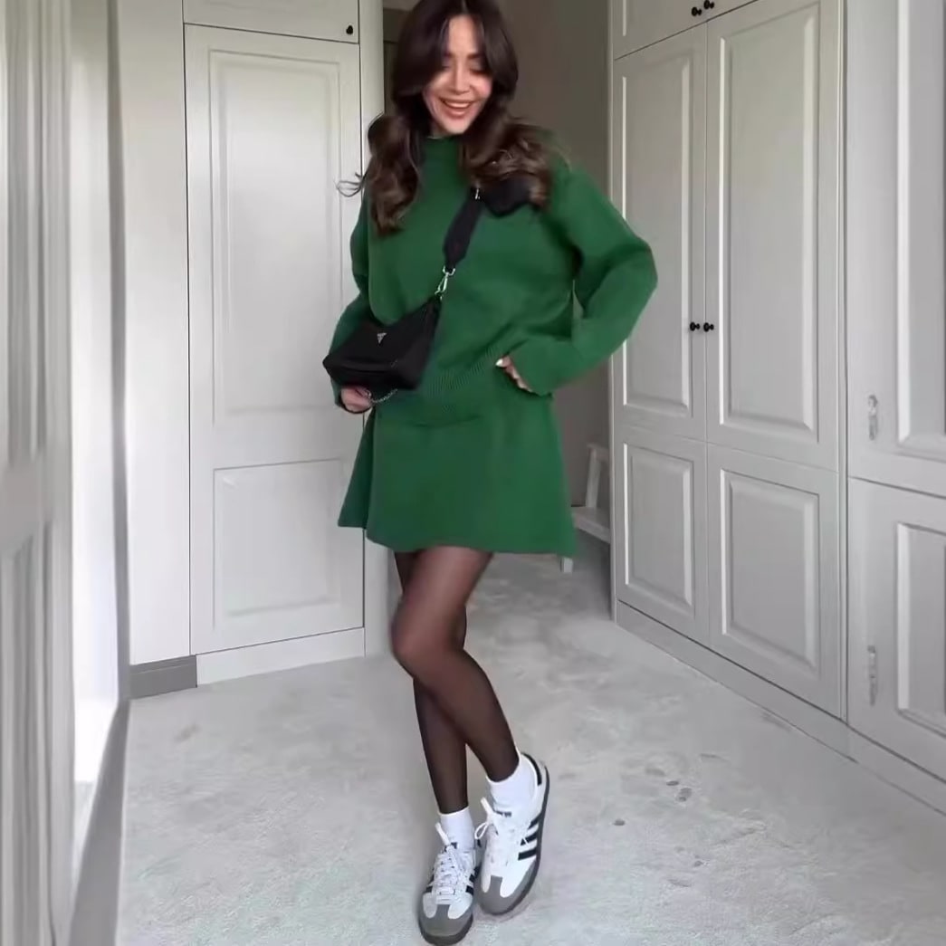 Sweater Skirt Sets For Women 2 Pieces Knit Casual Versatile Long Sleeve Pullover Elegant Solid High Waist Mini Skirt Outfit view 2