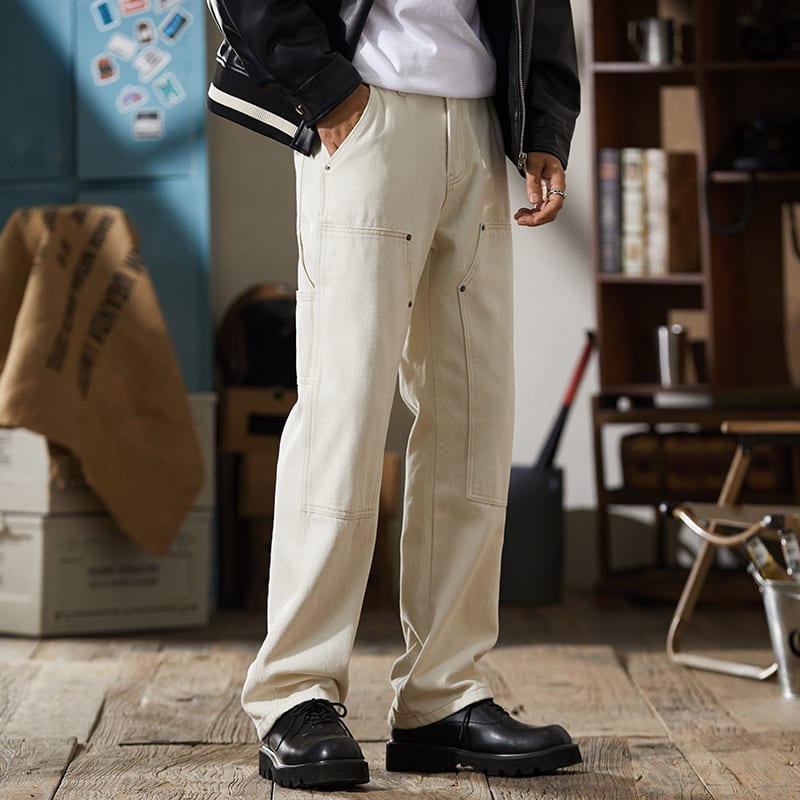 Fashion Trendy Patchwork Cargo Jeans Men view 4