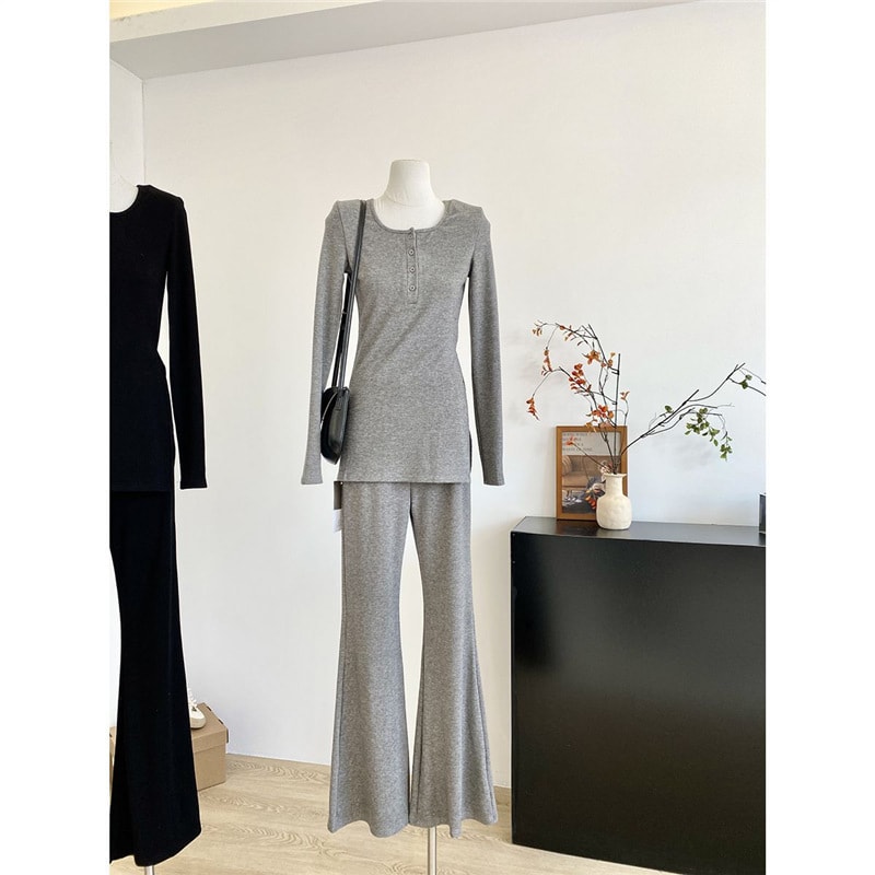 Women's Solid Color Casual Top And Trousers view 6