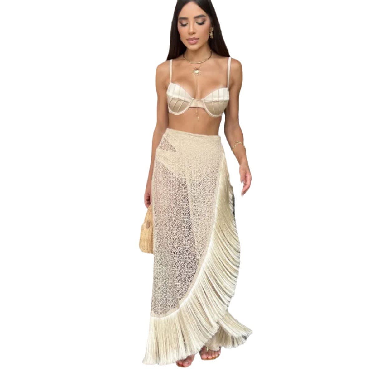 Ladies Tassel Split Swimsuit Three-piece Suit
