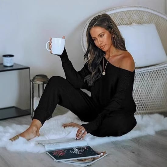 Off-the-shoulder Long Sleeve Pullover Fashion Casual Dungarees view 2