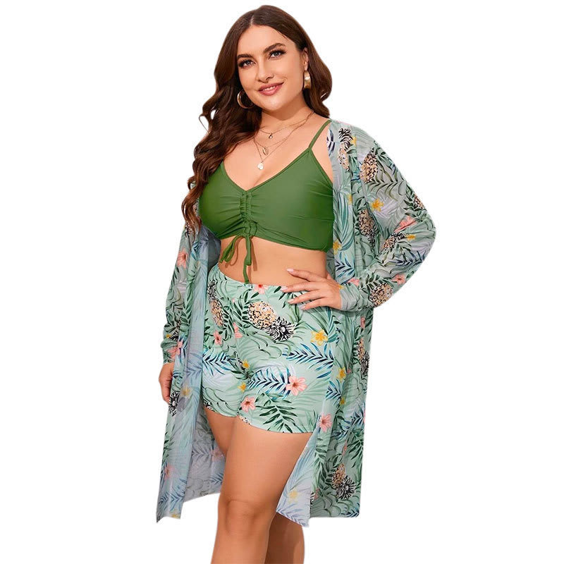 Women's Printed Swimsuit With Shoulder Straps Three-piece Set view 8