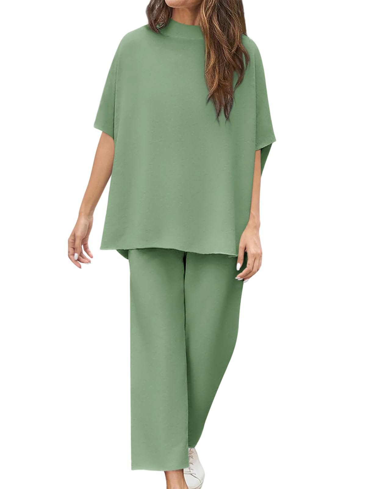 Casual Dolman Sleeve Pullover Wide Leg Pants Suit view 9