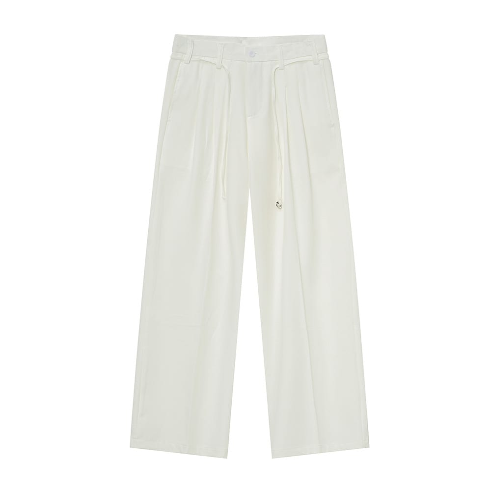 Solid Color Drooping Straight Mopping Suit Pants view 7