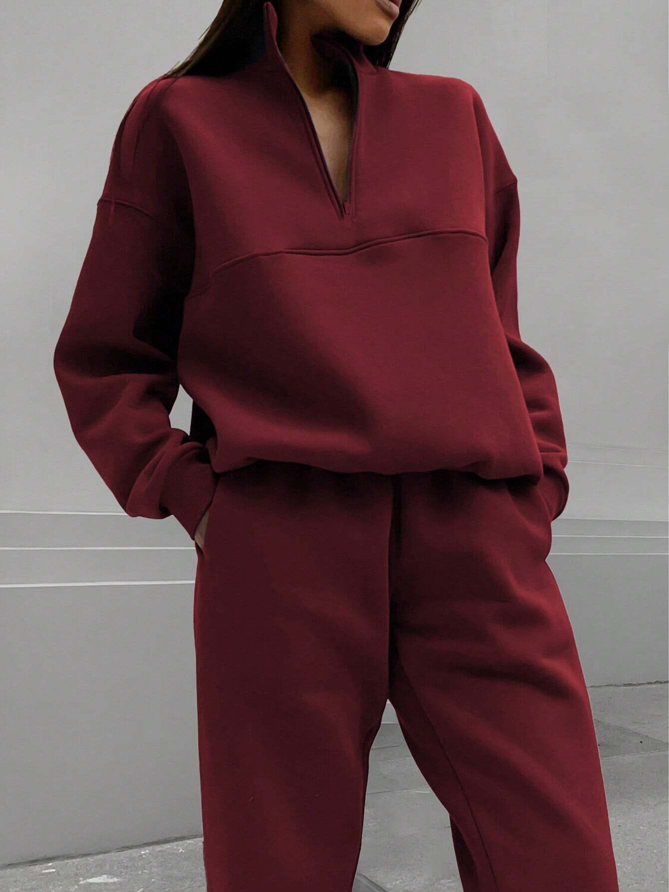 Long-sleeved Sports Sweatshirt Suit Fashion Stand-up Collar Zip-up Top And Elastic Band Trousers With Pocket Srping Fall Clothing For Women view 11