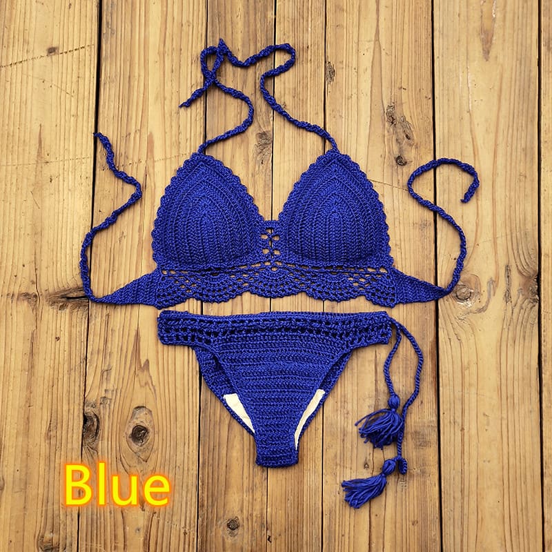 Women's Fashion Solid Color Handmade Crochet Bikini Suit view 25