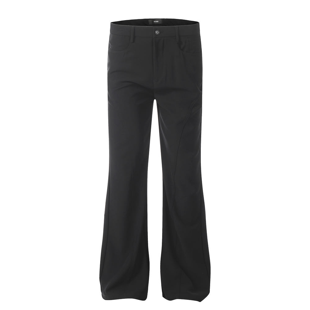 Niche Design Split Stitching Casual Loose Flared Trousers view 12