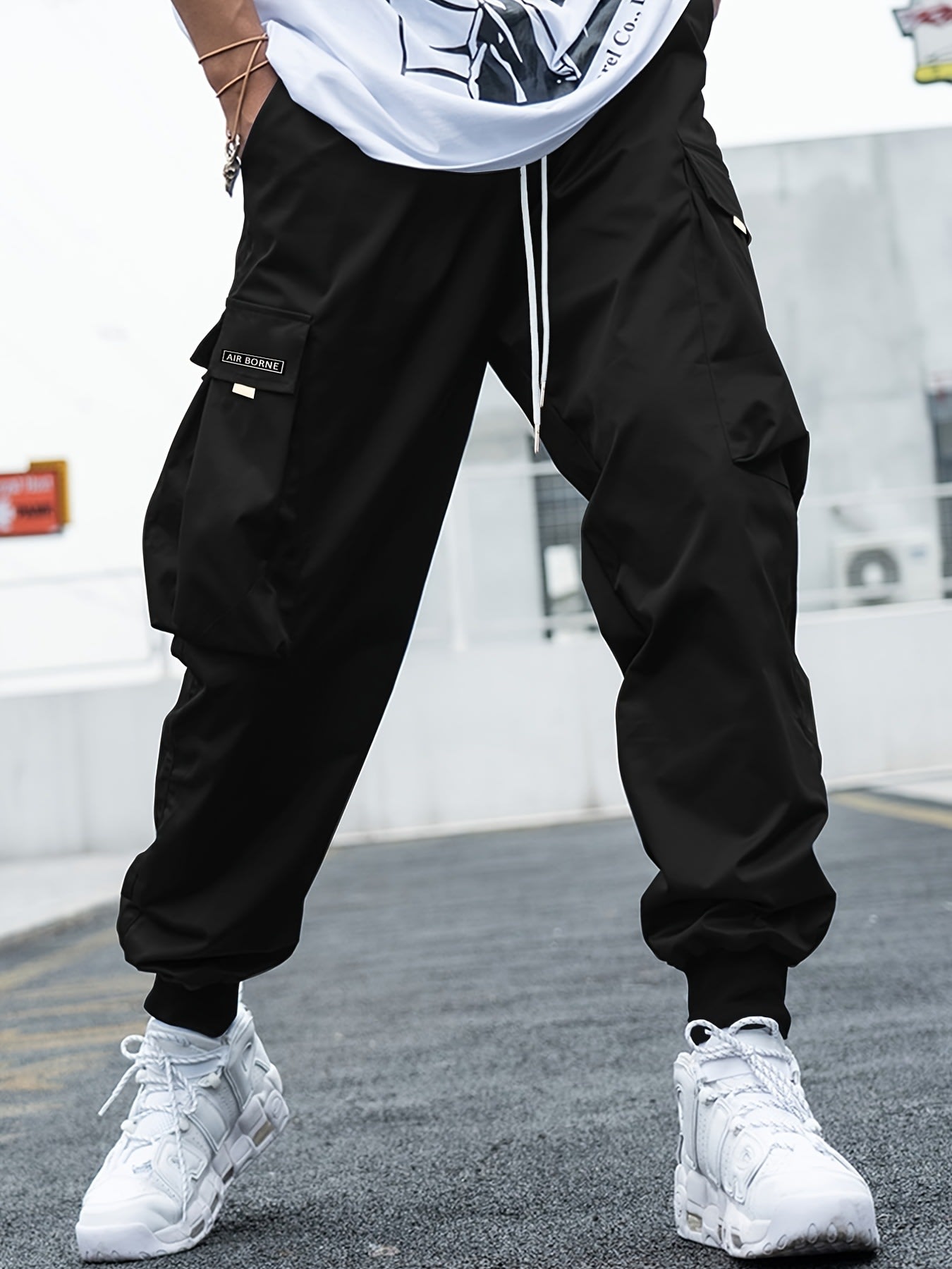 Multi-pocket Cargo Pants Men's Casual Hip-Hop Drawstring Trousers Outdoor Streetwear Sports Pant view 2