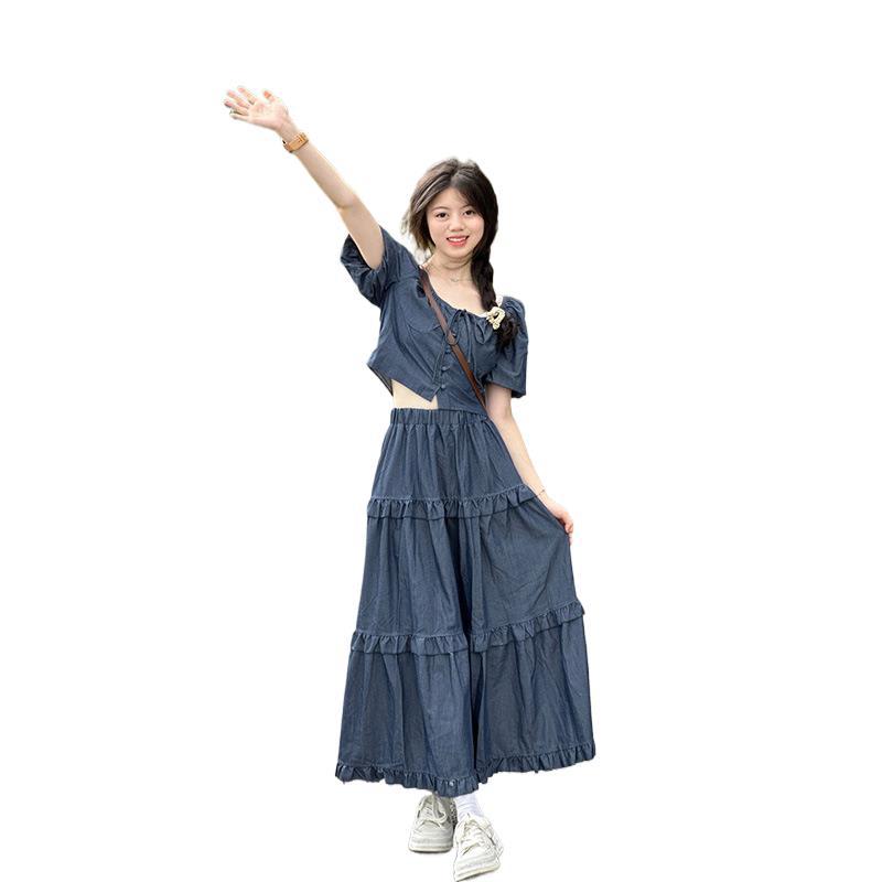 Salt Young Lace-up Top And Skirt Two-piece Set Wear Suit view 6