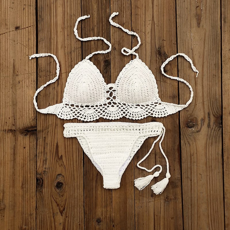 Women's Fashion Solid Color Handmade Crochet Bikini Suit view 2