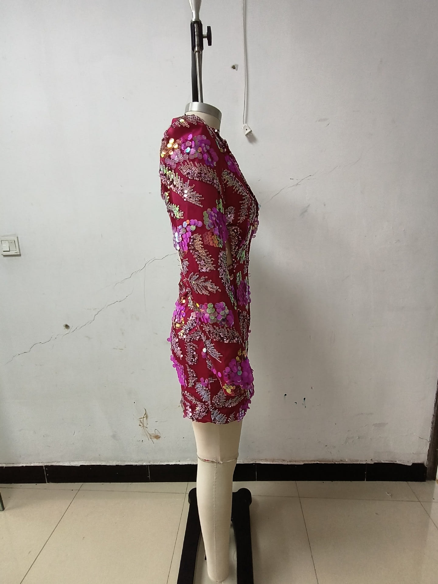Sequined Backless Mid-length Suit Jacket view 11