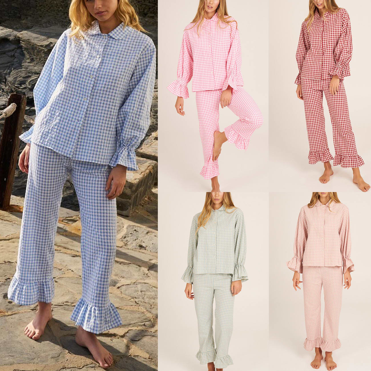 Women's Casual Two-piece Suit Bell Sleeve Top Mesh Trousers view 8