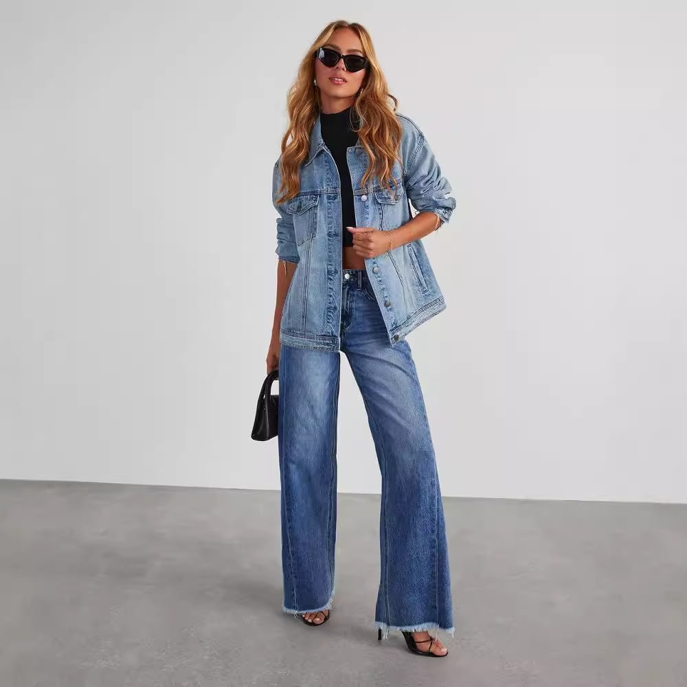Loose Casual Straight-leg Wide Leg Mop Pants Women view 10