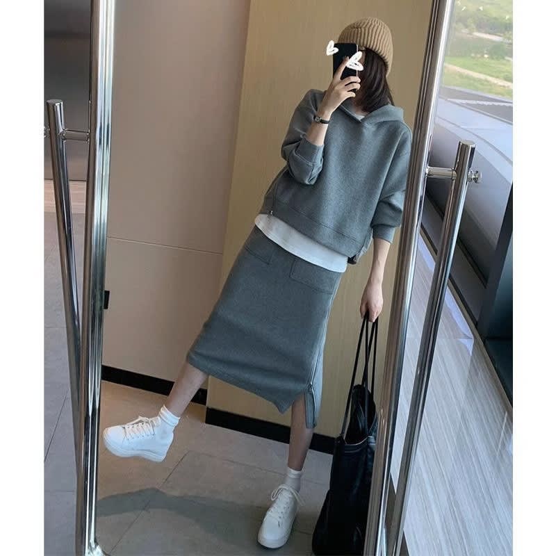 Casual Fashion Women's Hoodie Skirt Suit view 4