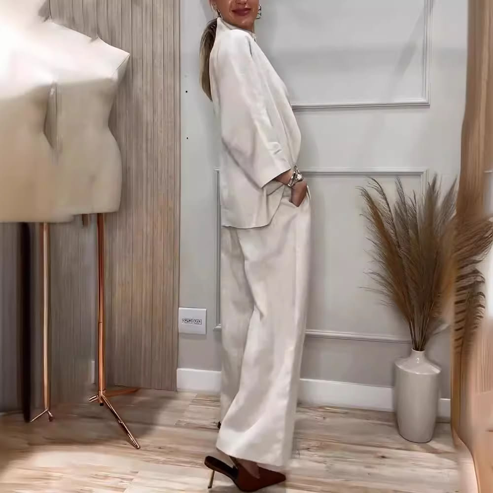 City Elegant Comfortable Stand-up Collar 34 Sleeve Shirt Outfit view 2