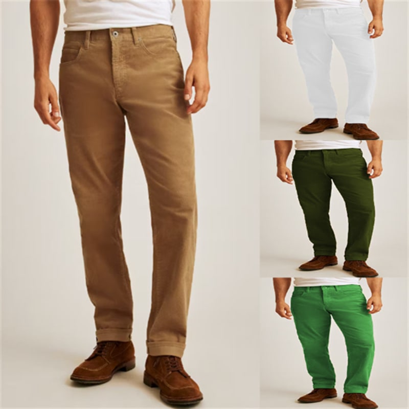Corduroy Solid Color Loose Casual Straight Trousers view 6