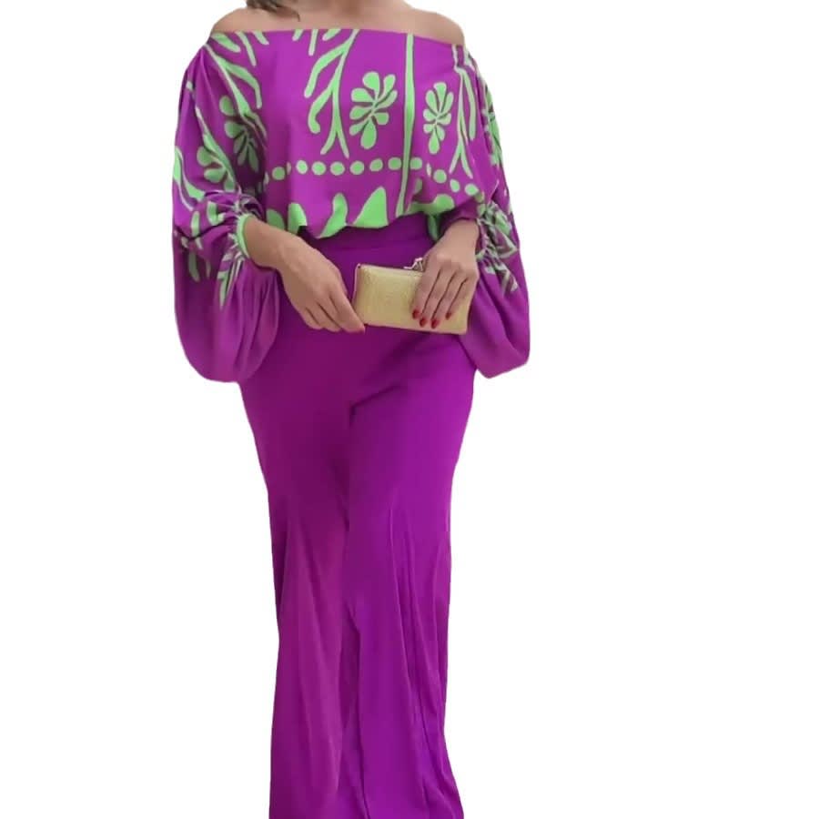 Women's Fashion Printed Wide-leg Pants Suit view 2