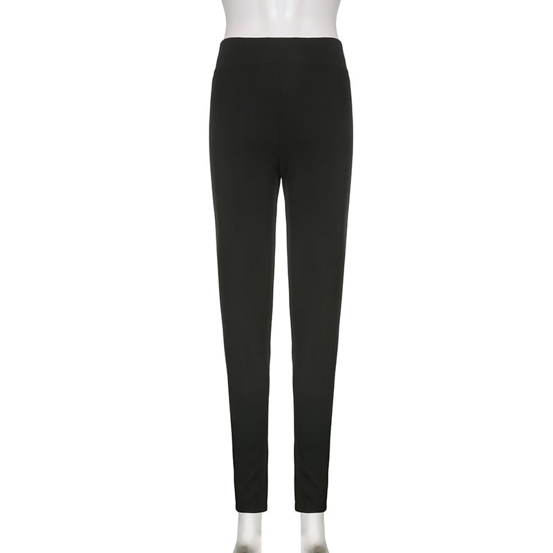 Solid Color Knitted Letter Body-hugging Suit Round Neck Long Sleeve Short Top High Waist Skinny Leggings Two-piece Set view 25