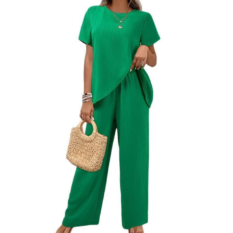 Two-piece Short Sleeve Pullover Round Neck Loose Casual Irregular view 7