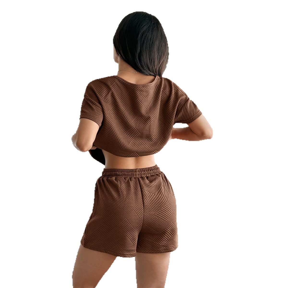 Y2g Sports Style Solid Color Short Sleeve Lace-up Shorts Suit Women's Clothing view 5