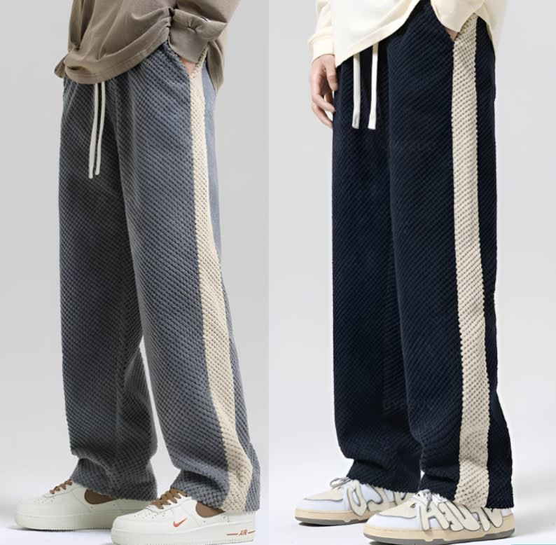 Men's Fashion Color Contrast Loose Casual Straight Pants view 4