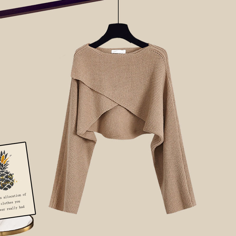 3pcs Knitted Sweater Suit With Shirt And Wide Leg Pants Autumn And Winter Suit Women view 6