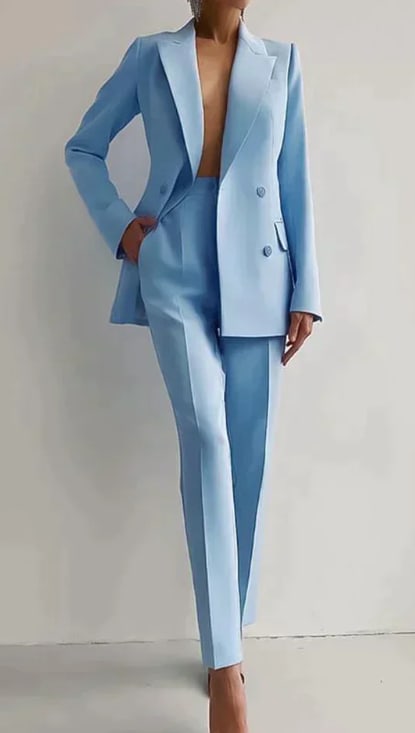 Casual Suits Fashion Long Sleeve Single-breasted Jacket Top And Slim Fit Trousers Women's Business Suits view 1