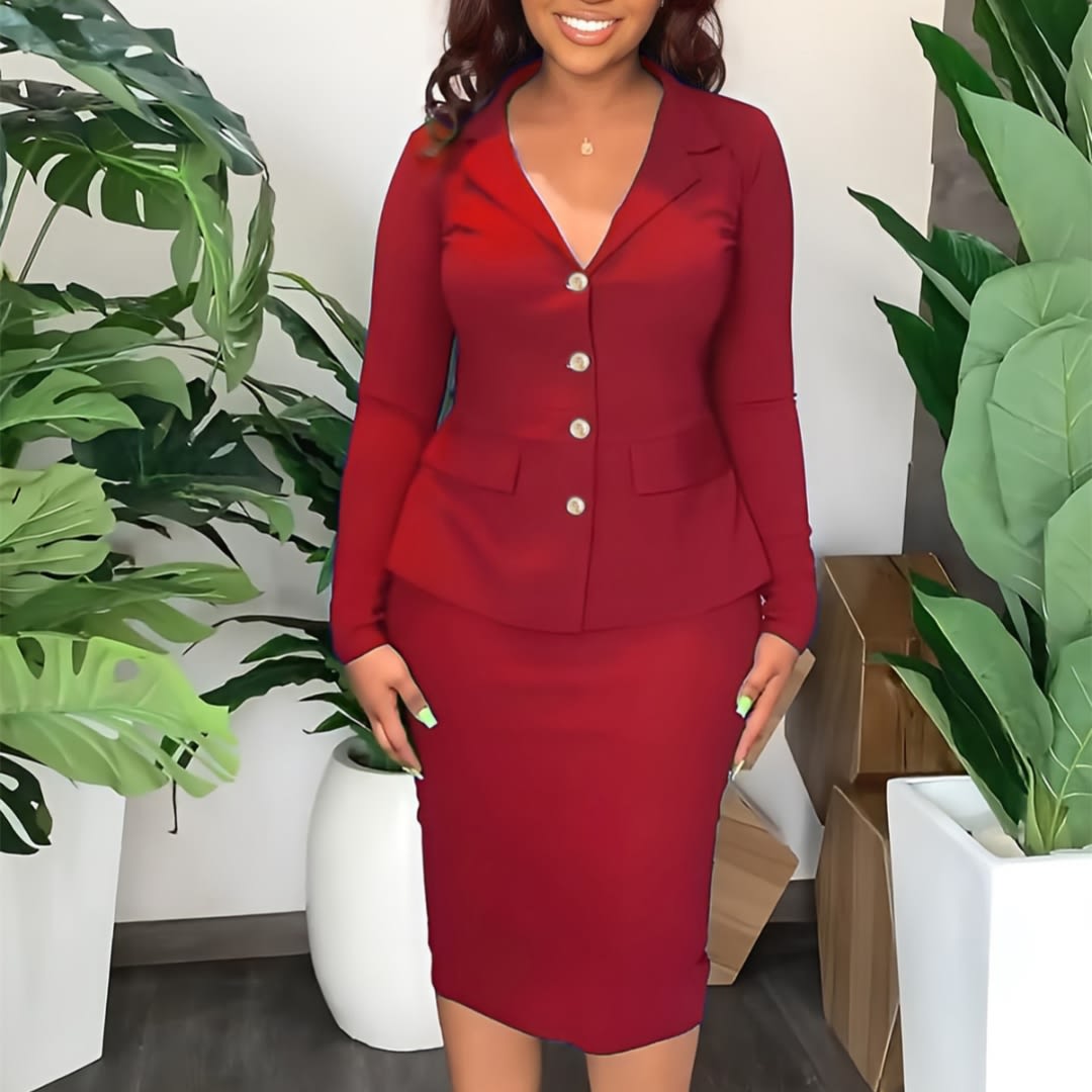 Shirt Collar Suit Fashion Hip Skirt Business Suit Two-piece Suit view 2