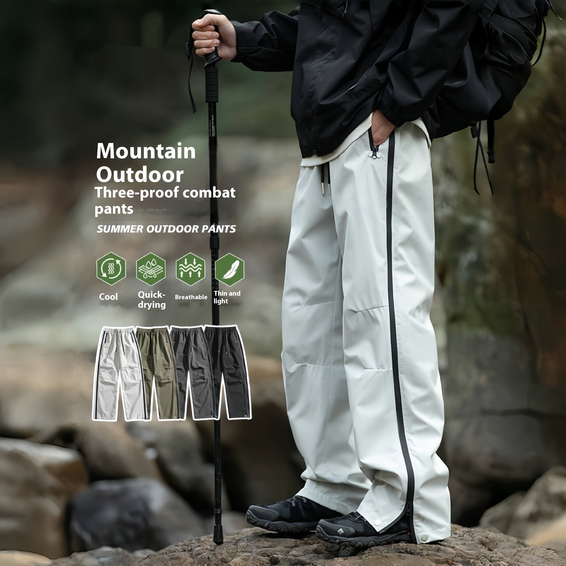 Straight Zipper Outdoor Three-proof Charge Straight Cargo Pants view 5