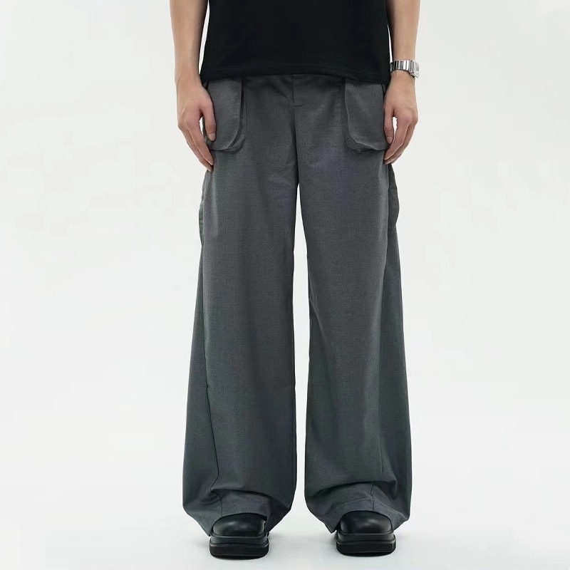 Gray Leisure Cargo Suit Pants Men's Summer Three-dimensional Pocket view 5