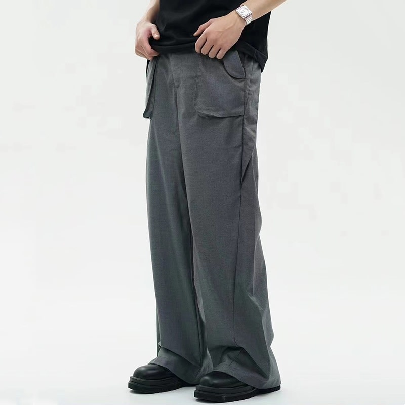 Gray Leisure Cargo Suit Pants Men's Summer Three-dimensional Pocket view 4