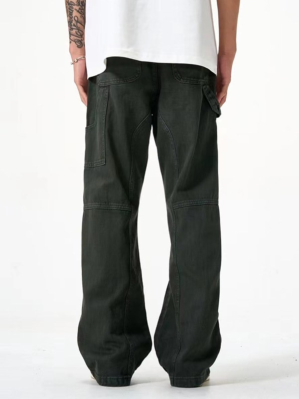 Dark Gray Simple Style Men's Jeans Straight Loose view 6