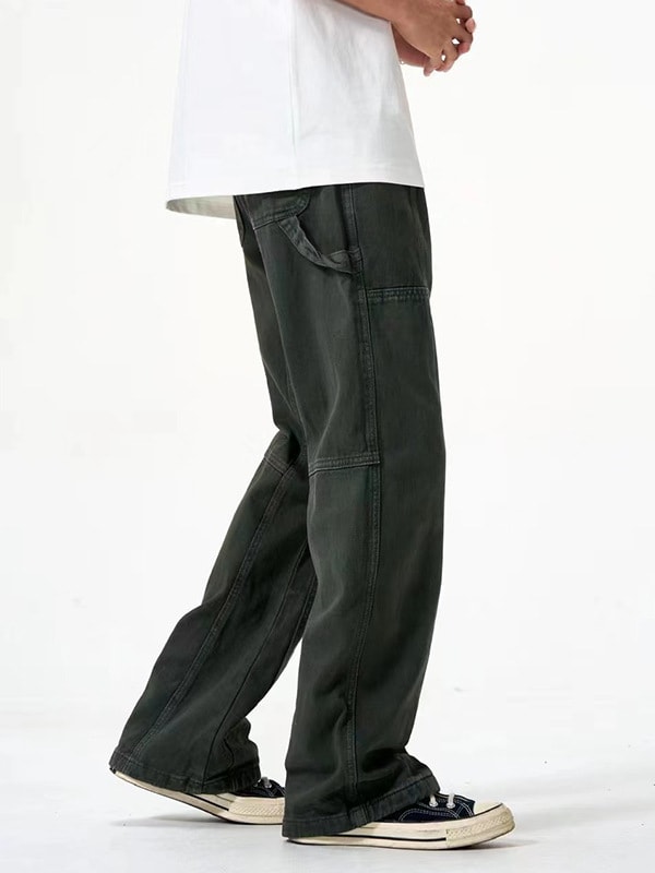 Dark Gray Simple Style Men's Jeans Straight Loose view 3