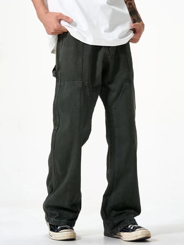 Dark Gray Simple Style Men's Jeans Straight Loose view 5