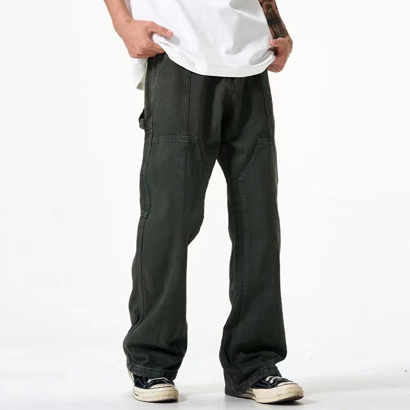 Dark Gray Simple Style Men's Jeans Straight Loose